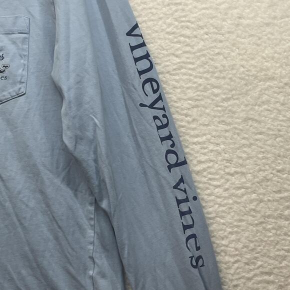Vineyard Vines Shirt Mens Small Blue Long Sleeve Pocket Merry Christmas Whale - Picture 6 of 12